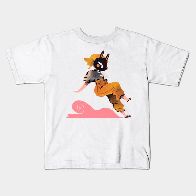 Masked Girl Kids T-Shirt by Mofy